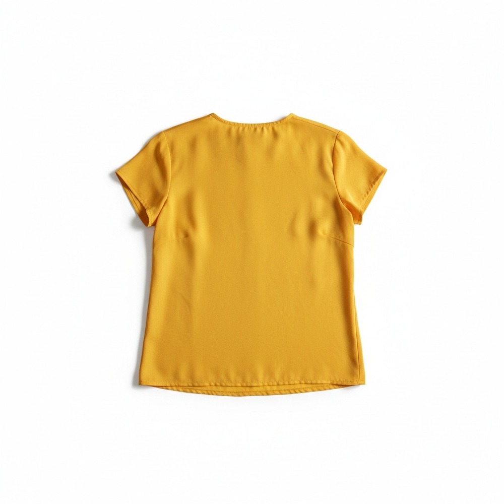 Petite Sophisticate Vintage Yellow Satin Short Sleeve Blouse, Woman's Size 10P
